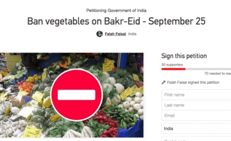 After Meat Ban, Muslim man launches petition demanding Ban Vegetables On Bakr-Eid