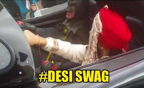 SIKH GROOM making GRAND ENTRANCE feat BATMAN & BATMOBILE