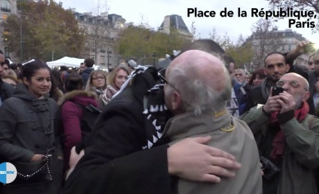 Watch! How People Reacted When A Blind-Folded Muslim Man Asked For Free Hugs In Paris.